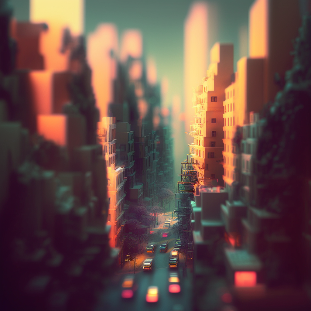 Neon Dusk: Urban Symphony in Pixels