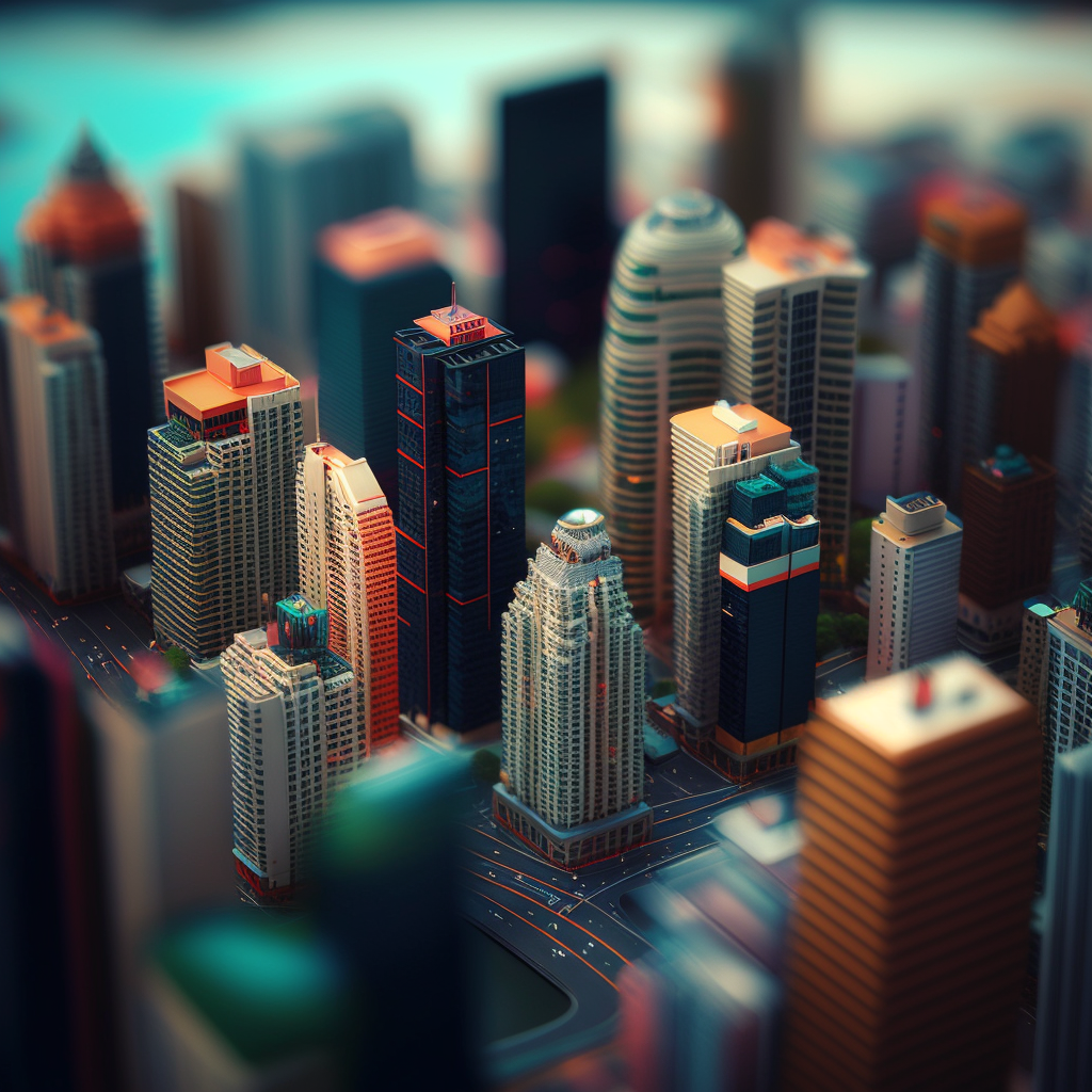 Cosmic Skyscrapers: Urban Symphony in Glass