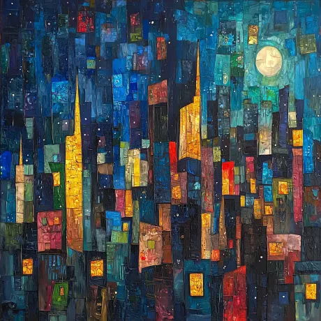 Nocturnal Kaleidoscope: Urban Symphony Ablaze