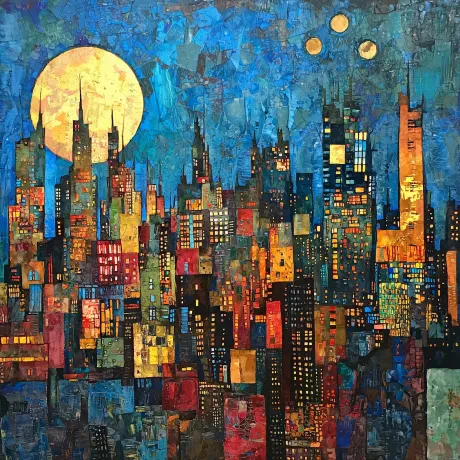 Midnight Jewels: Urban Symphony in Azure
