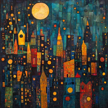 Nocturnal Symphony: Moonlit Urban Reverie