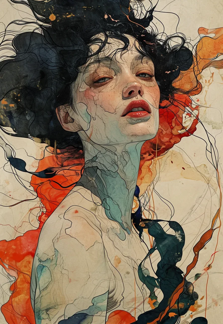 Crimson Whirlwind: Gaze of Introspective Passion